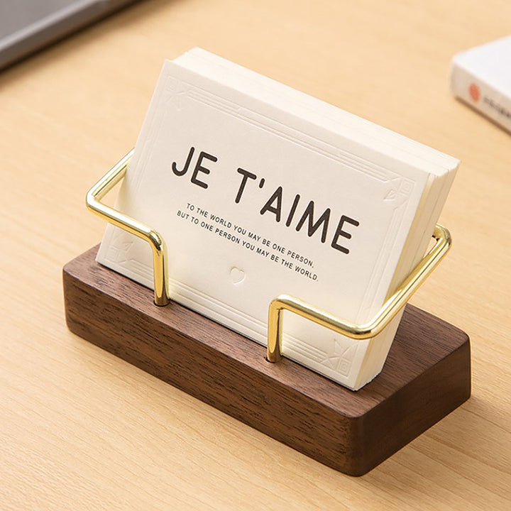 Wooden Business Card Holder Organizer for Office Desk