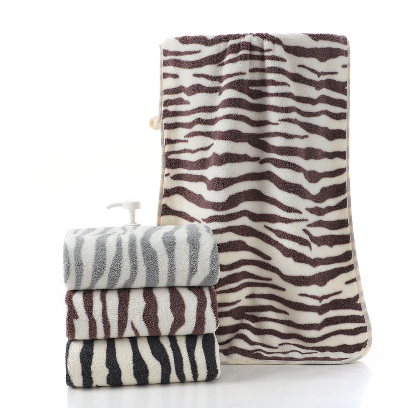 Quick-Dry Zebra Stripe Microfiber Bath and Face Towel