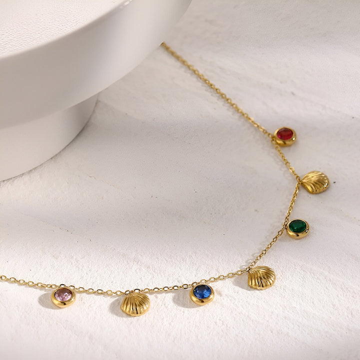 18K Gold Plated Shell Cubic Zirconia Anklet