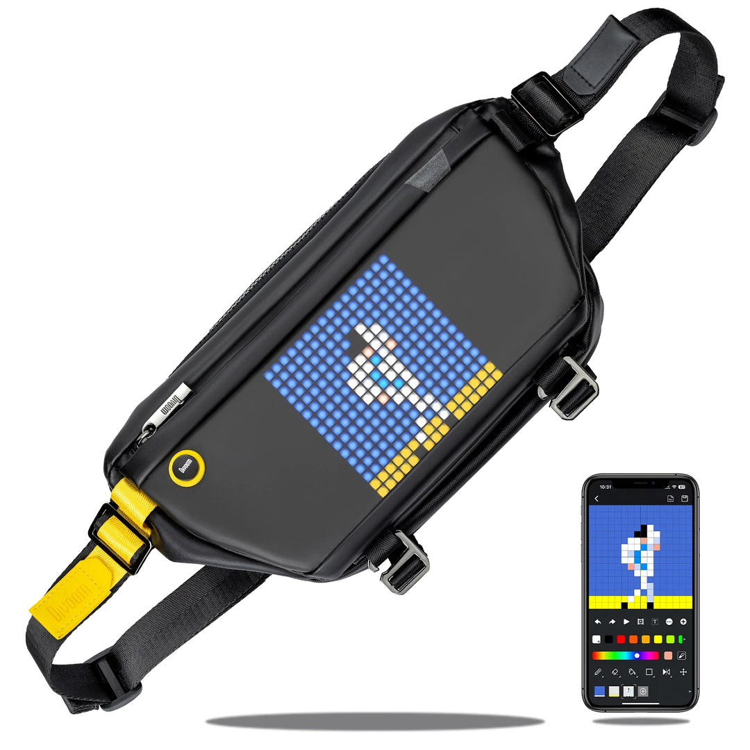 Sling Bag with Customizable Pixel Art Bluetooth Speaker – Waterproof, Fashion Design for Biking & Hiking