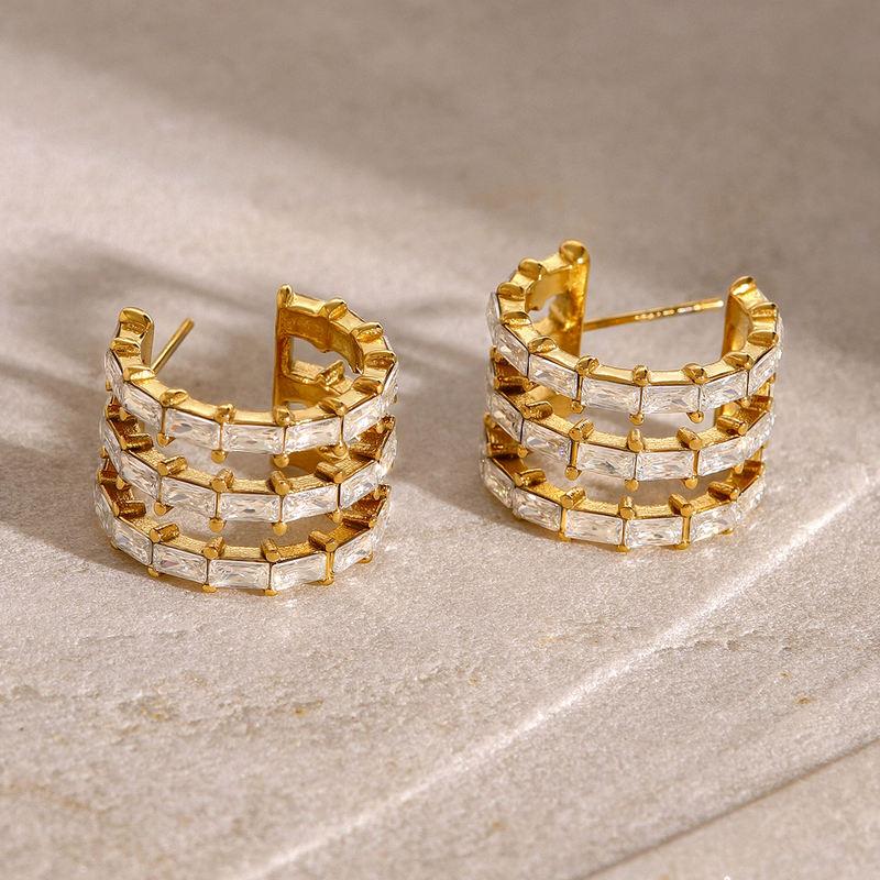 18K Gold Plated Chunky Bamboo Hoop Earrings