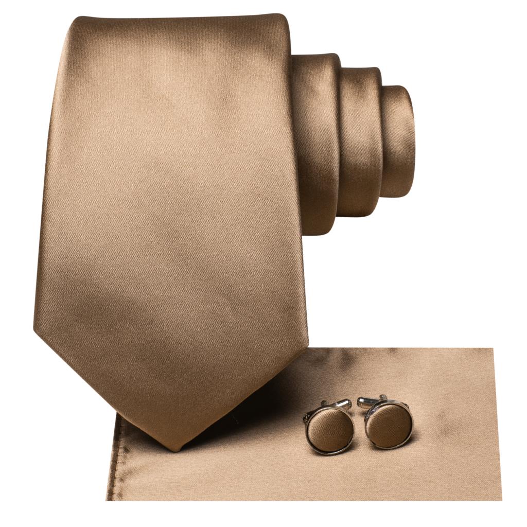 Gold Brown Silk Necktie Set