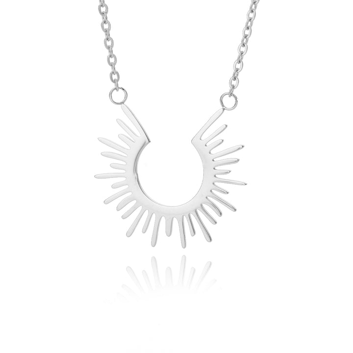 Minimalist Stainless Steel Half Circle Sun Pendant Necklace