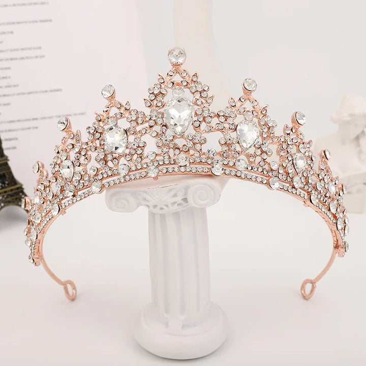 Baroque Gold Champagne Crystal Bridal Tiara