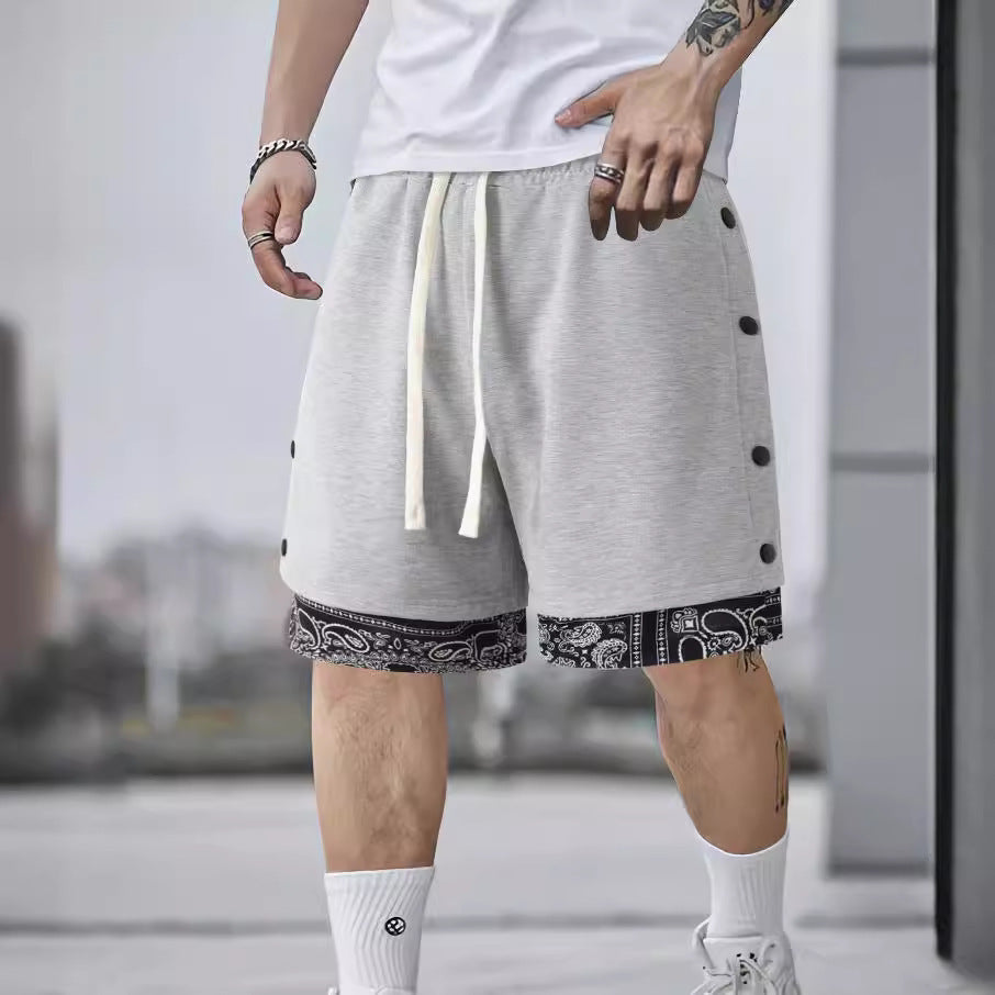 Slim Fit Drawstring Double Breasted Cropped Pants For Men