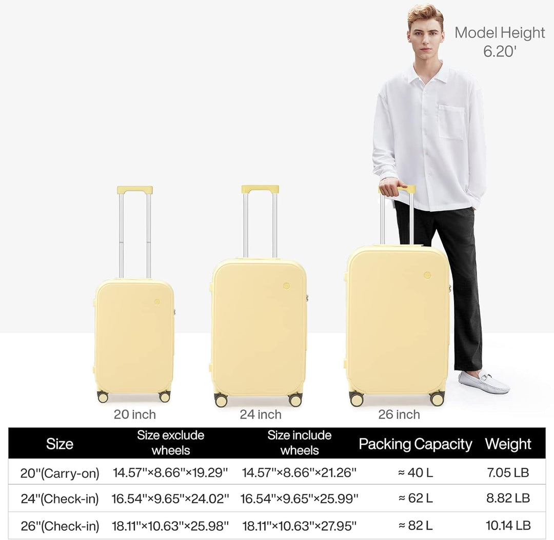 Stylish Spinner Travel Luggage: 18" Carry-On to 24" Check-In Suitcases with Wheels