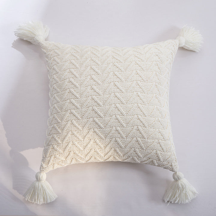 Soft Chenille Knitted Pillow Cover - Nordic Tassel Cushion Case