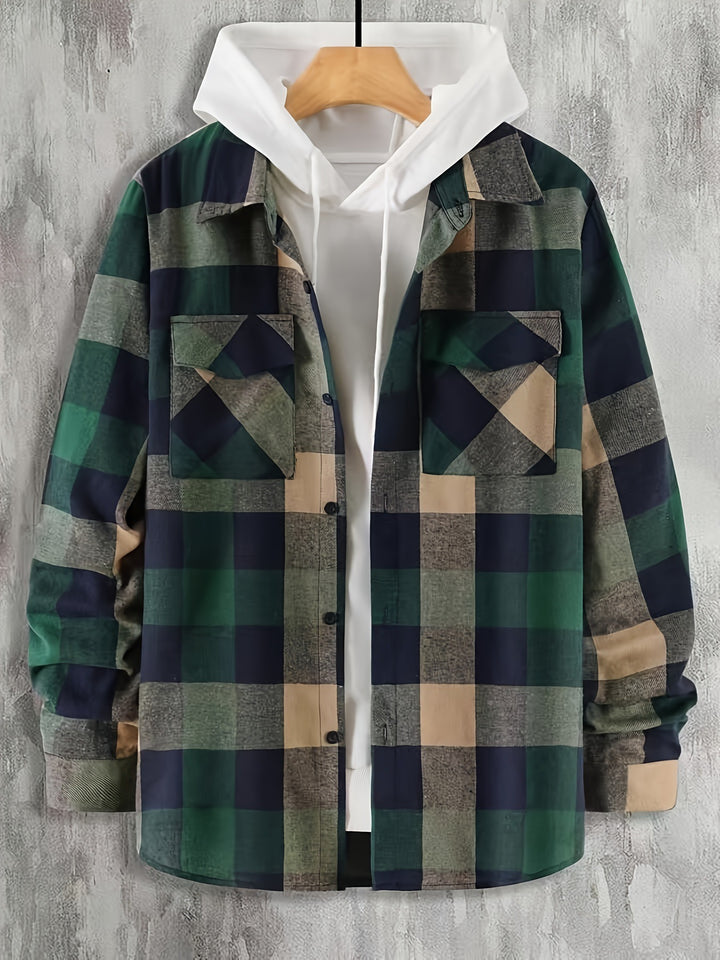 Dark Green Commuter Men's Plaid Shirt