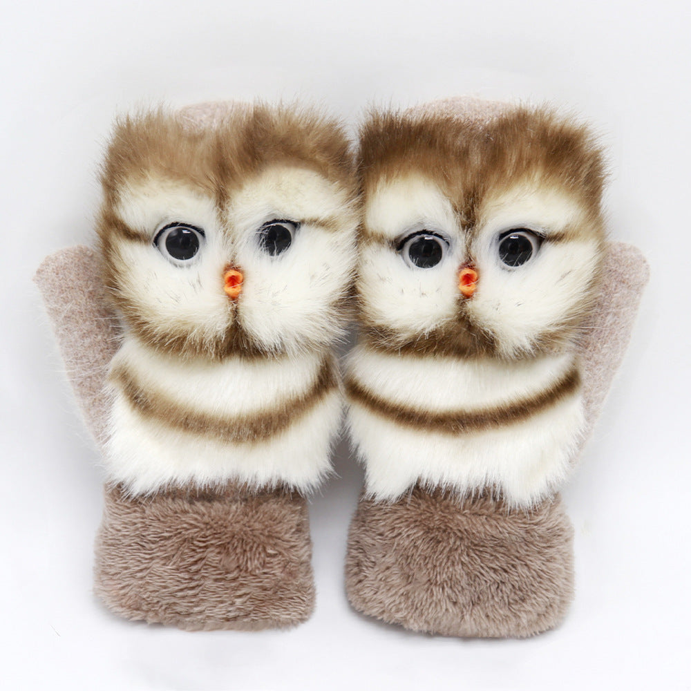 Winter Women's Plush Cartoon Animal Gloves