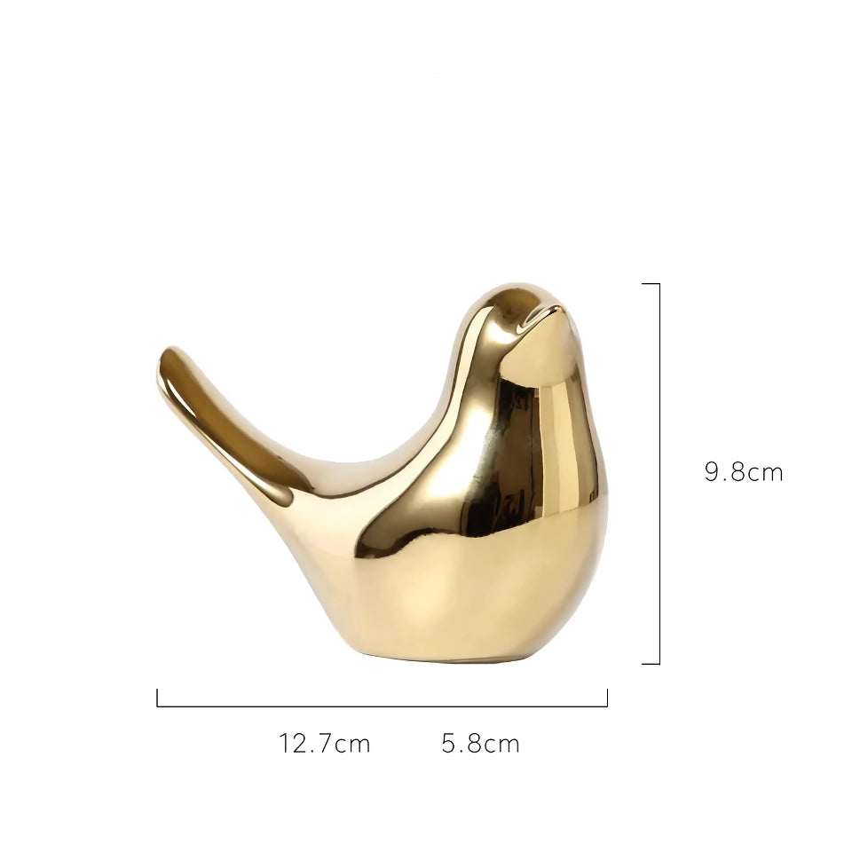 Nordic Golden Ceramic Bird Decoration for Modern Home Decor