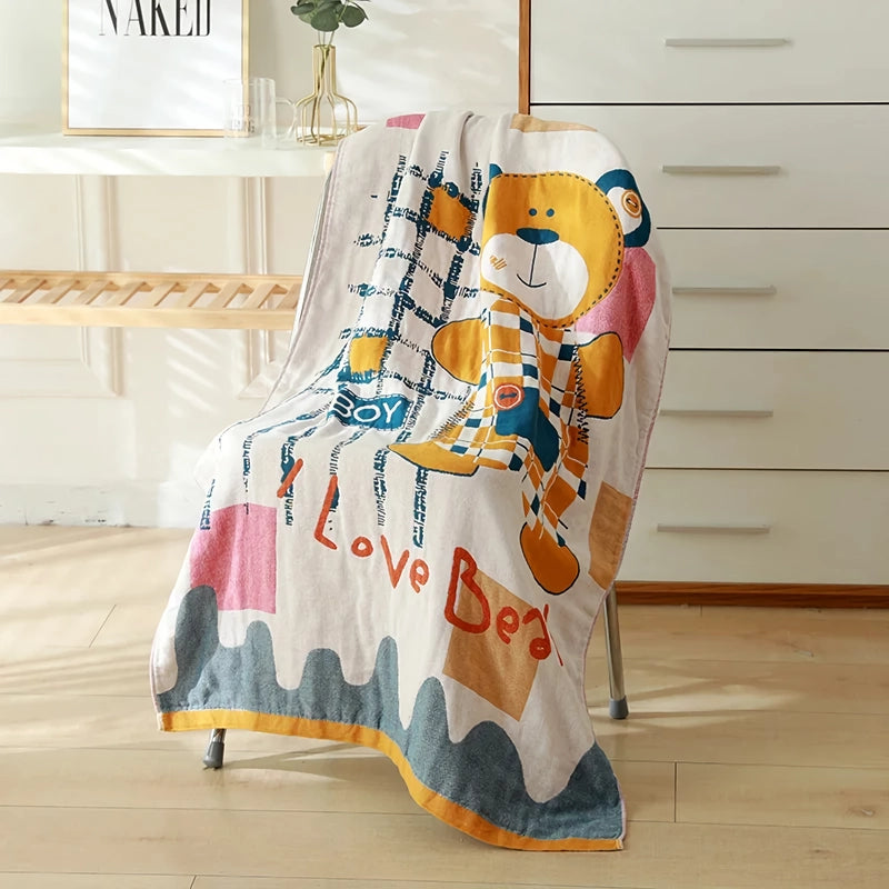 Quick-Dry Cartoon Bath Towel - Five-Layer Gauze Cotton