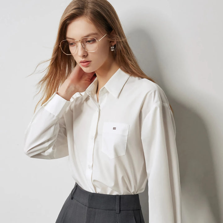 Minimalist Long Sleeve Polo Neck Workwear Shirt