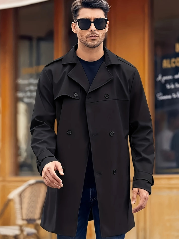 Men's Double-breasted Long-sleeved Lapel Cooked Coat