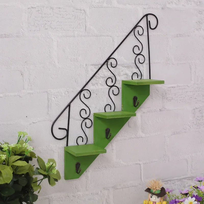 Scandinavian Wind Iron Hanging Hook Shelf with Flower Pot Holders