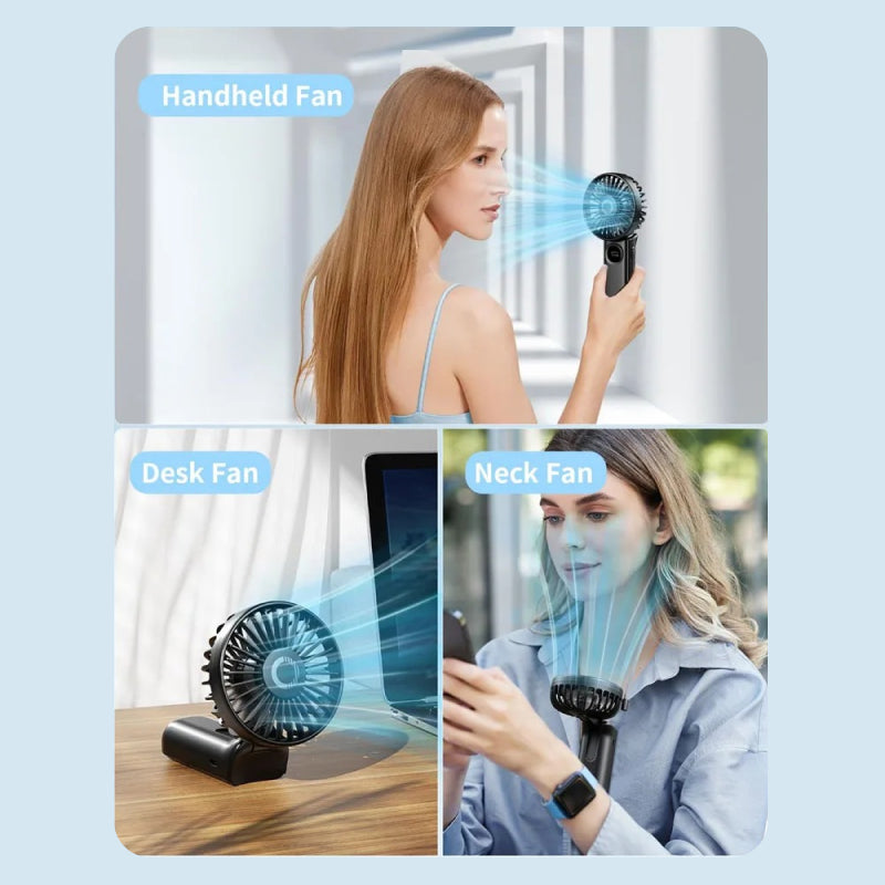 Foldable Portable Handheld Fan with LED Display