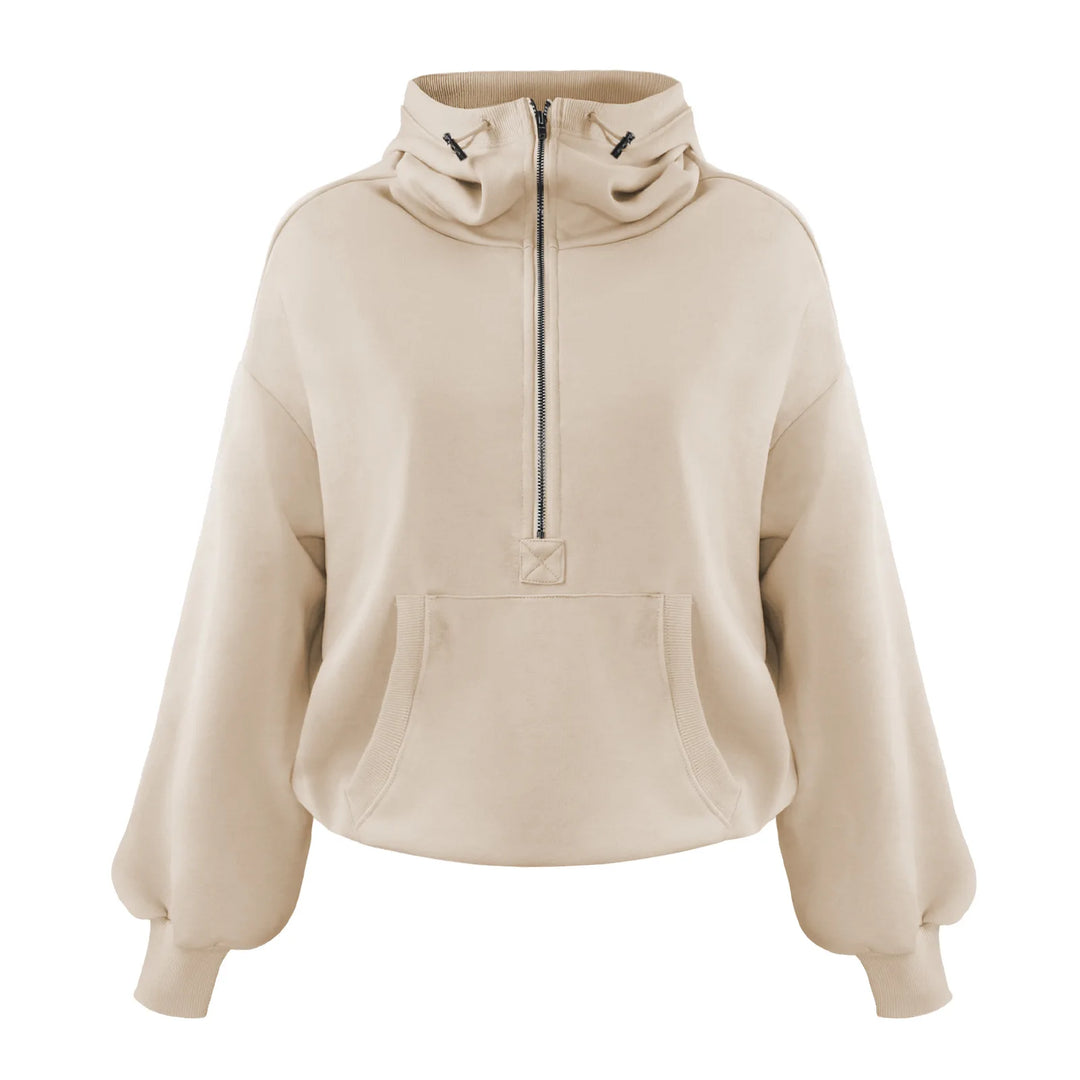 Women's Streetwear Chic Half-Zip Hoodie with Pockets