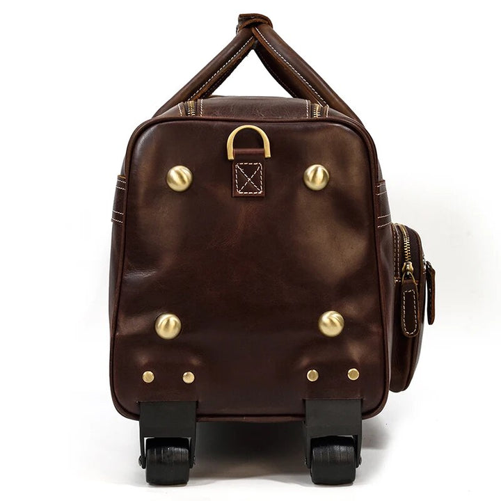 Genuine Leather Wheeled Duffel Bag