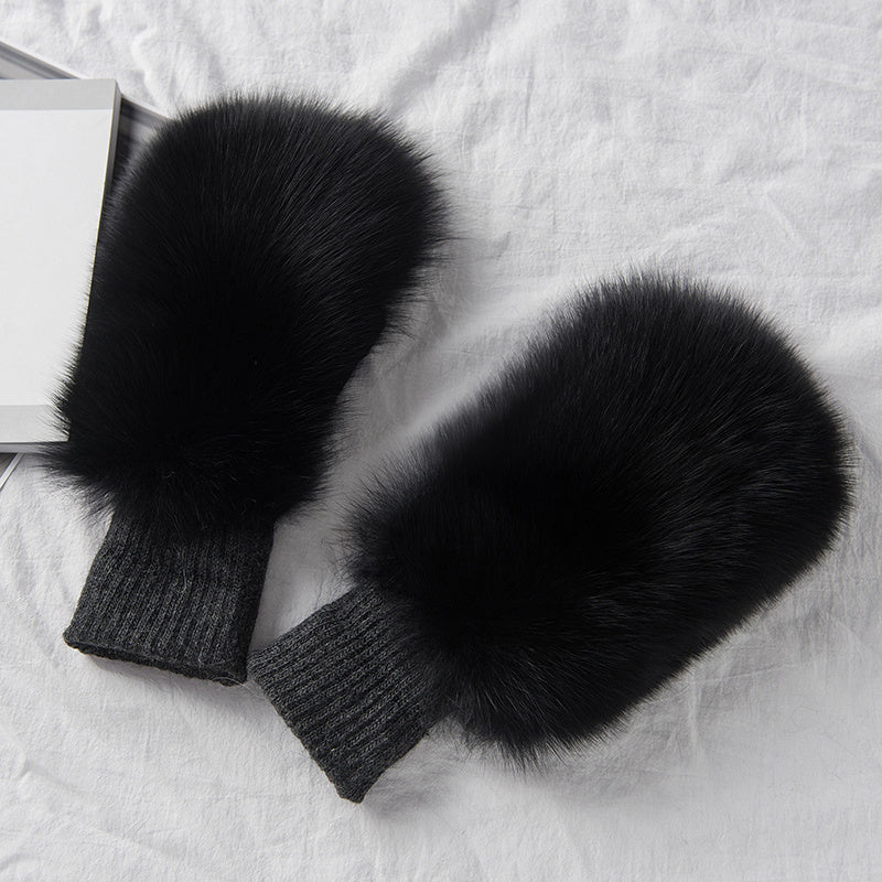 Women's Warm Winter Gloves Of Fox Skin