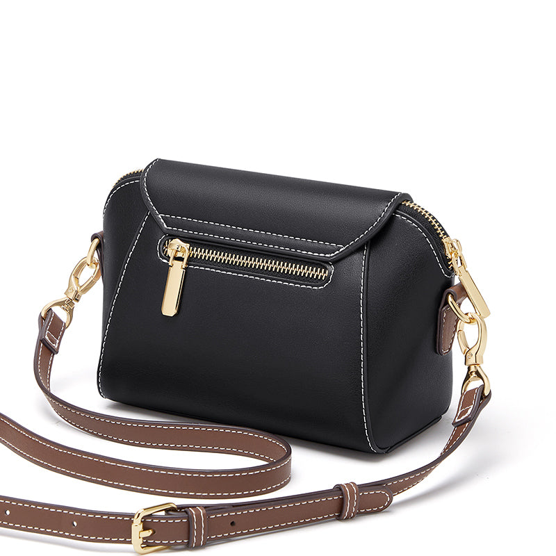 Classic Versatile Small Square Leather Crossbody Bag for Women