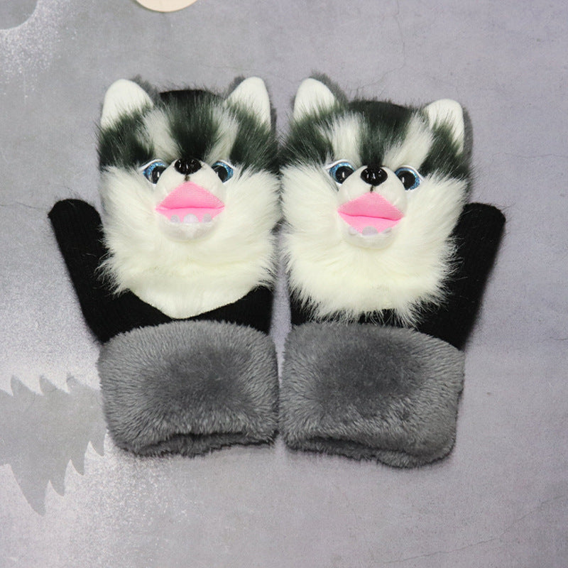 Winter Women's Plush Cartoon Animal Gloves