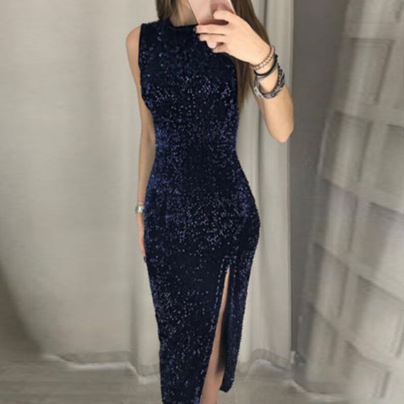 Women's Dress Skirt Irregular Sequined Slit Dress