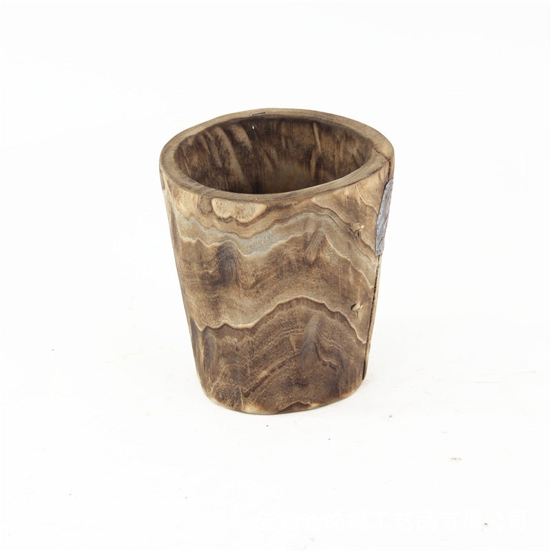 Handmade Wooden Flower Pot Flower Bucket Vase Decoration