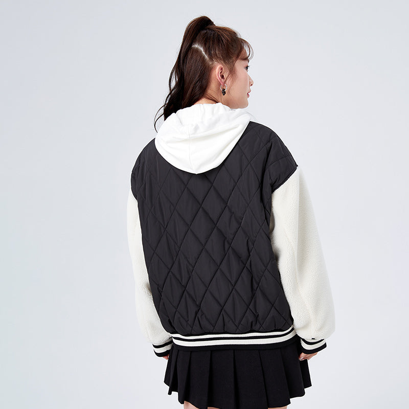 Color Block Faux Shearling Quilted Jacket