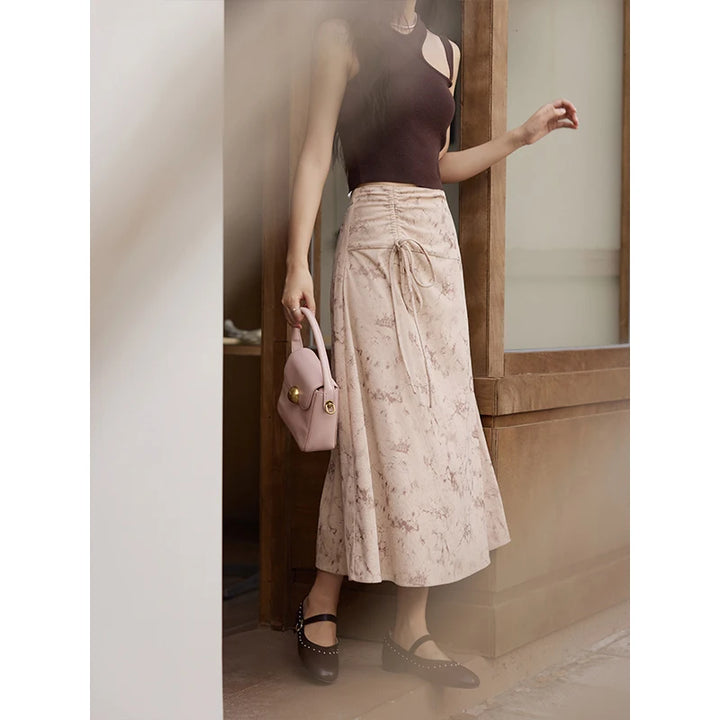 Retro Corduroy Midi Skirt for Women