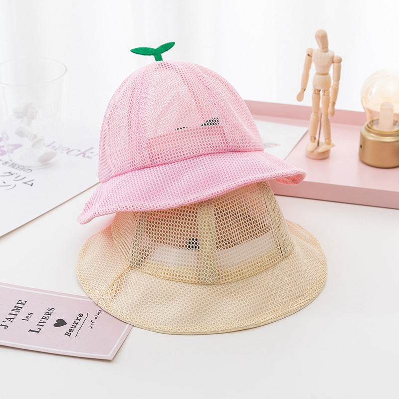 Korean Baby Summer Mesh Bucket Hat - Breathable Sprout Cap for Kids