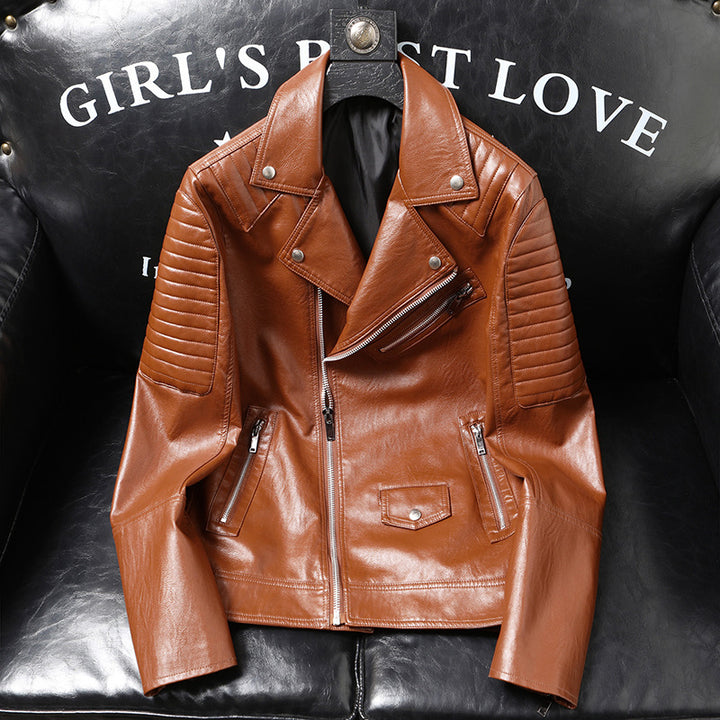 Spring And Autumn Slim-fitting Biker Leather Jacket