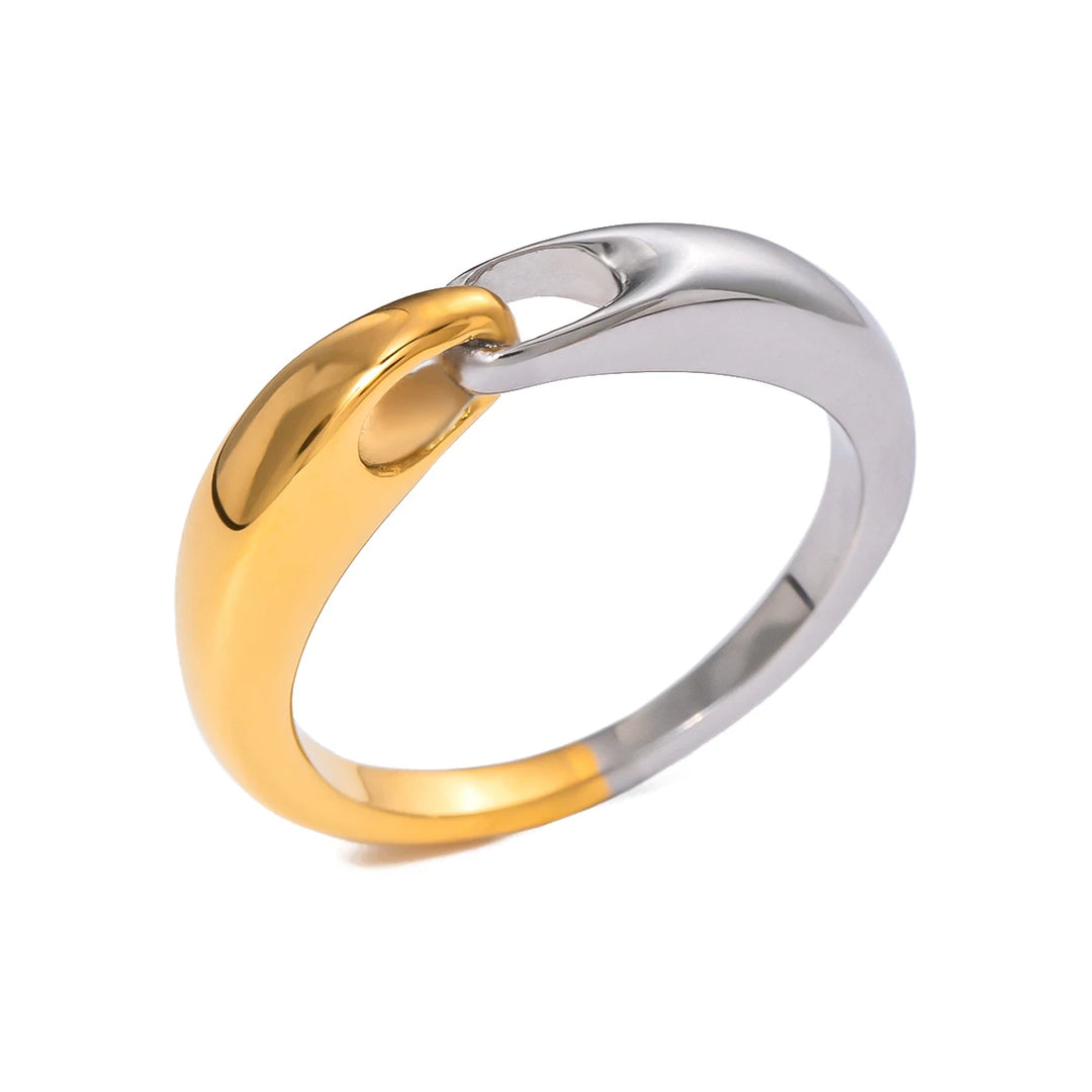 18K Gold & Silver Colorblock Chain Ring