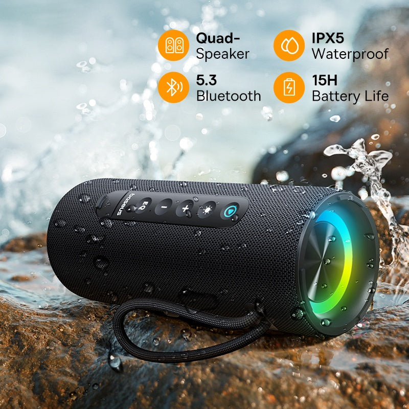 Portable Wireless Bluetooth Speaker with IPX5 Waterproof and RGB Ambient Light