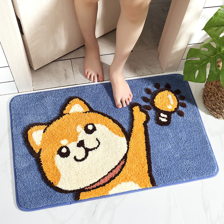 Charming Cartoon Flocking Non-Slip Bathroom Mat