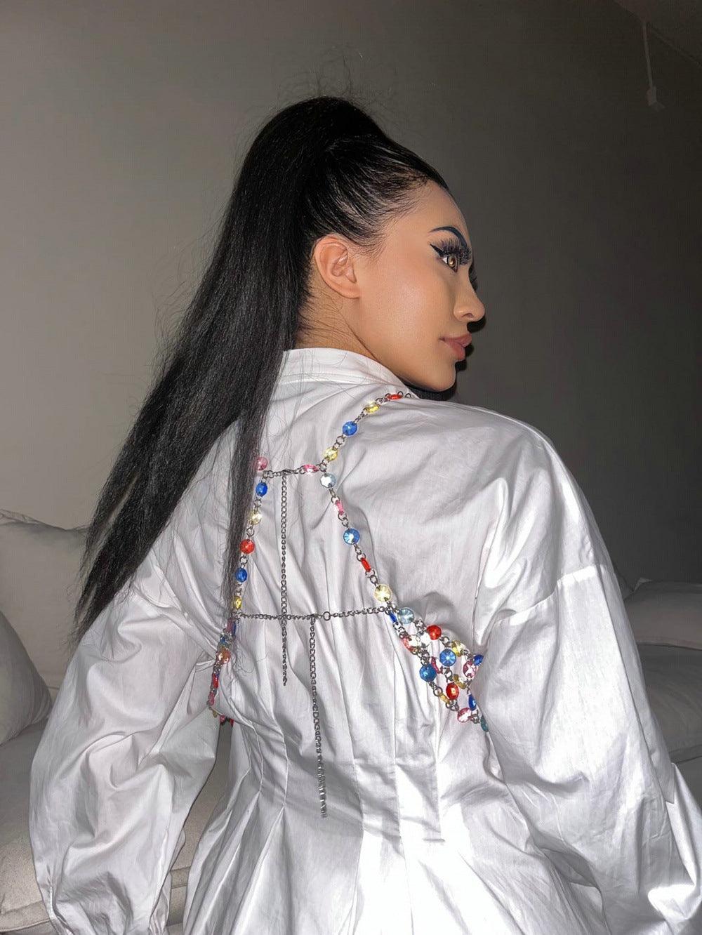Fashion Color Gem Stitching Vest - Trendha