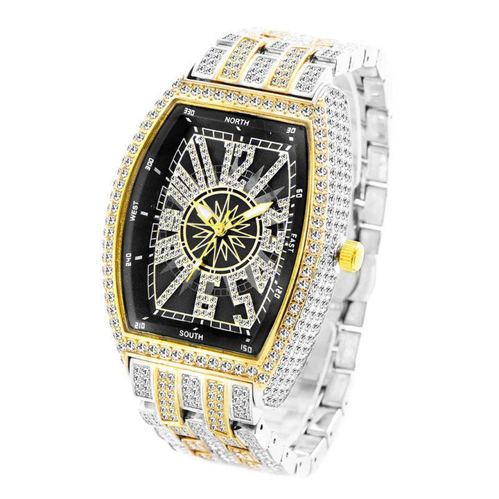 Fashion Personality Full Diamond Barrel Digital Men's Watch - Trendha