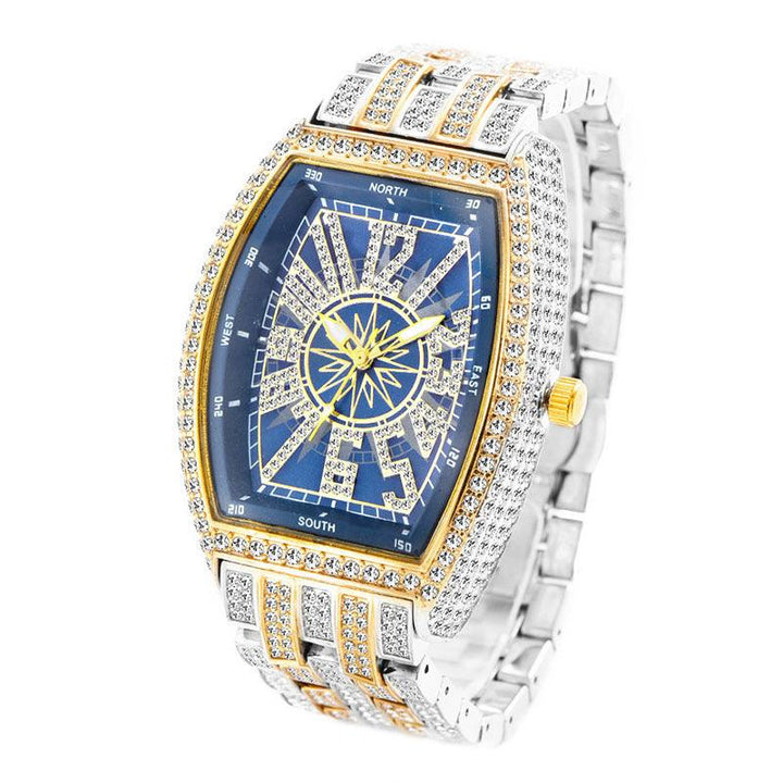 Fashion Personality Full Diamond Barrel Digital Men's Watch - Trendha