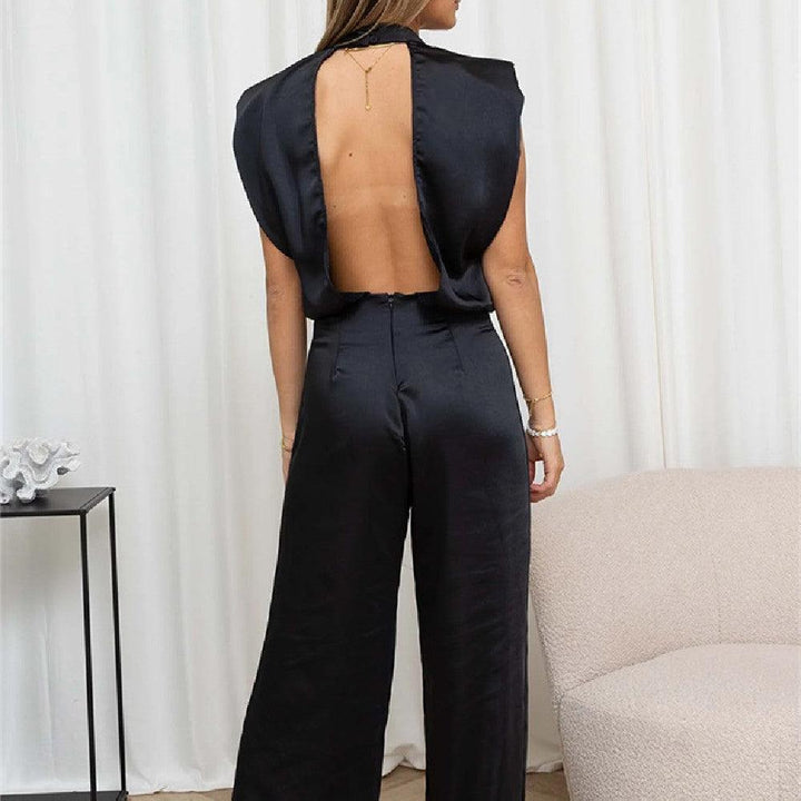 Fashion Satin Top Wide Leg Pants Suit - Trendha