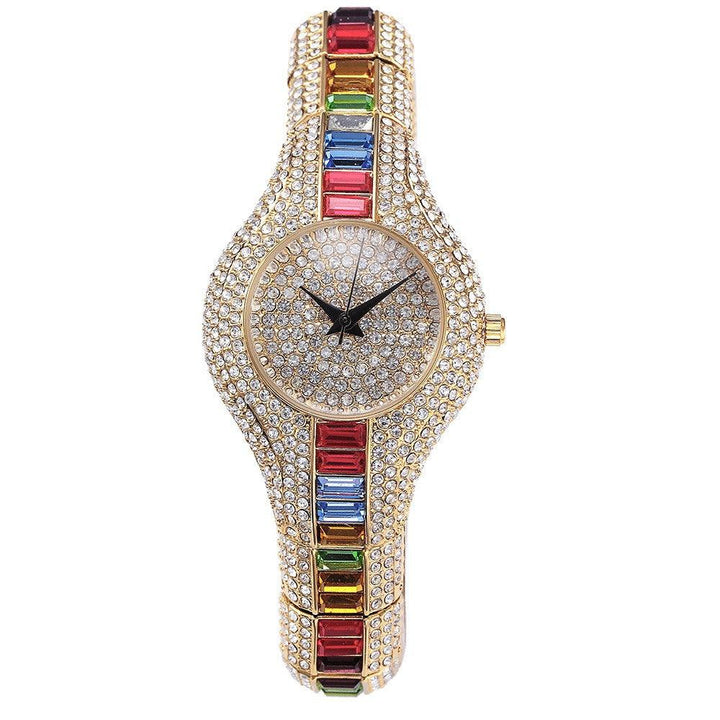 Fashion Watch With Diamonds And Colorful Stones Full Of Diamonds European-Style High-End Watches For Women - Trendha