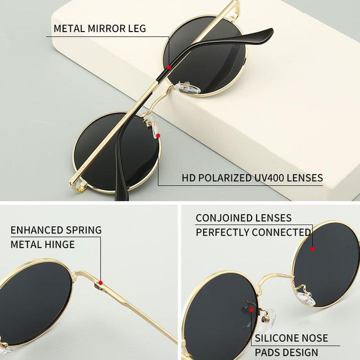 Copper Alloy Steampunk Round Polarized Sunglasses UV400