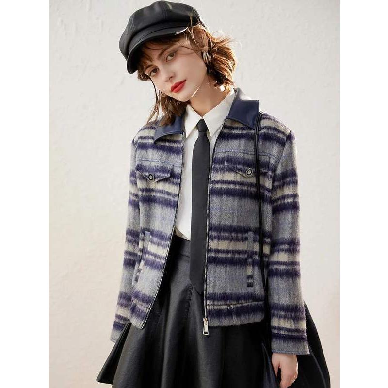 Vintage Plaid Turn-Down Collar Jacket