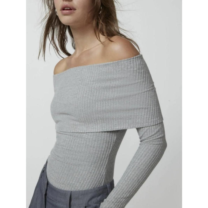 Elegant Off-Shoulder Knit Sweater