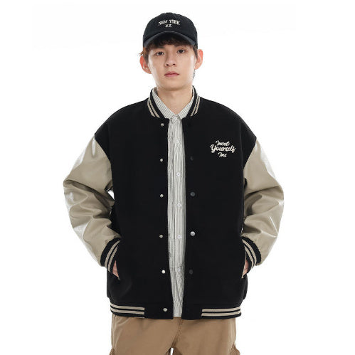 American Retro Sports Baseball Uniform Jacket Pu Shuai Embroidered Jacket