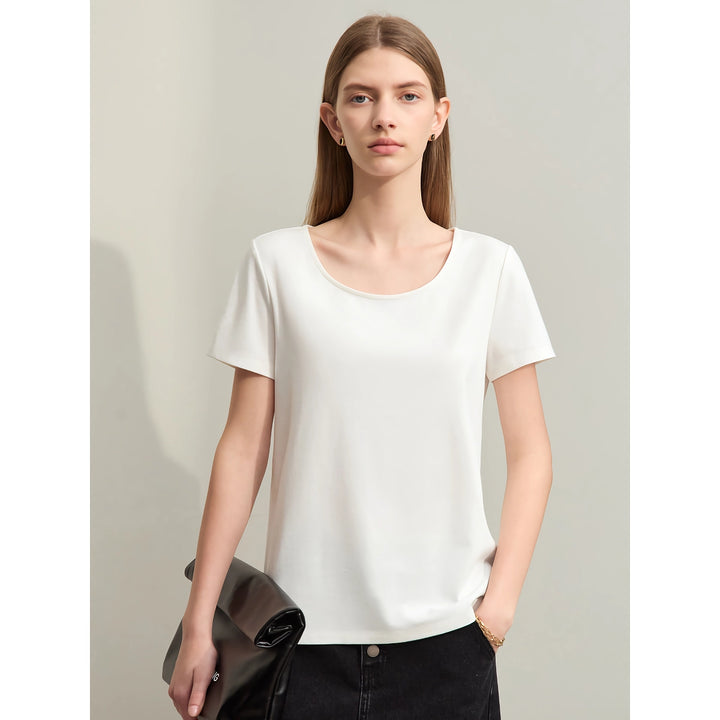 Minimalist Women's Large U-Neck Slim Stretch T-Shirt