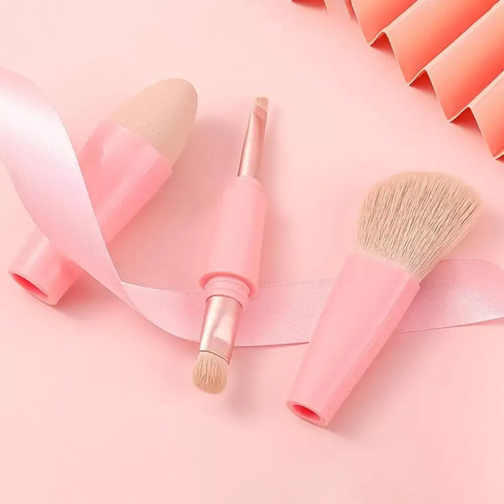 4-in-1 Multifunctional Detachable Makeup Brush Set - Portable Beauty Tools