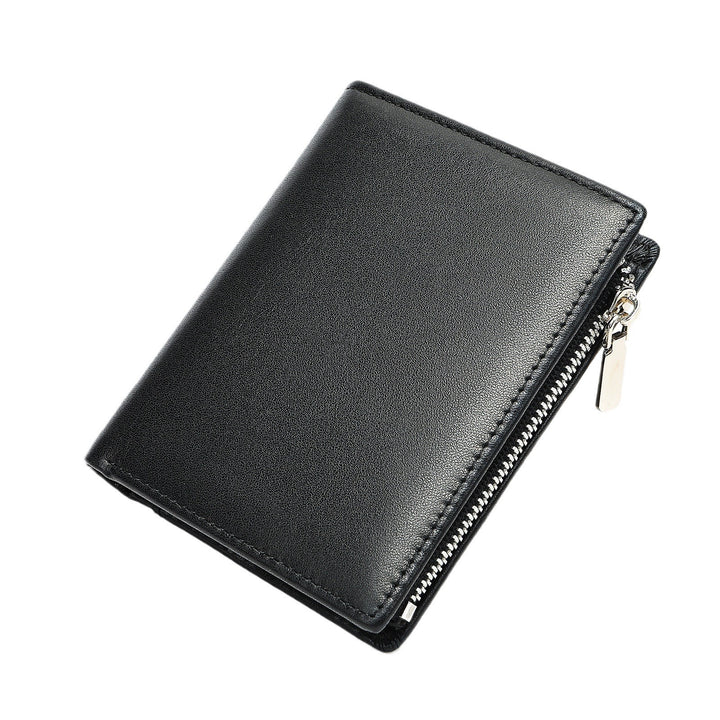 Handmade Cowhide Wallet Men's Top Layer Leather Zipper Anti-theft Swiping Large Capacity