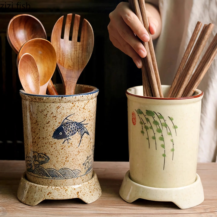 Elegant Ceramic Chopstick Storage Holder for Kitchen Organization