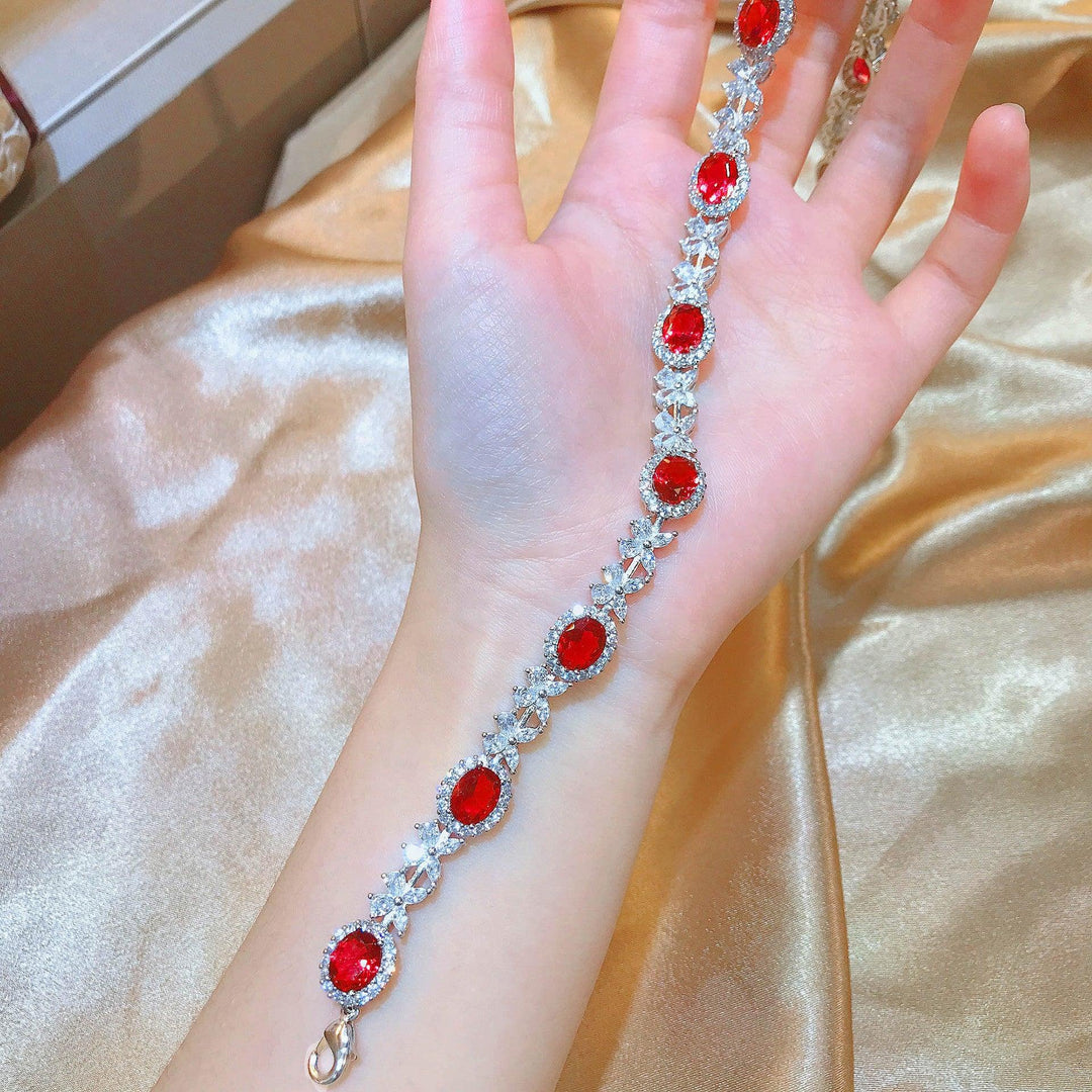 Full Diamond Dove Egg Jewelry Luxury Imitation Ruby Necklace - Trendha