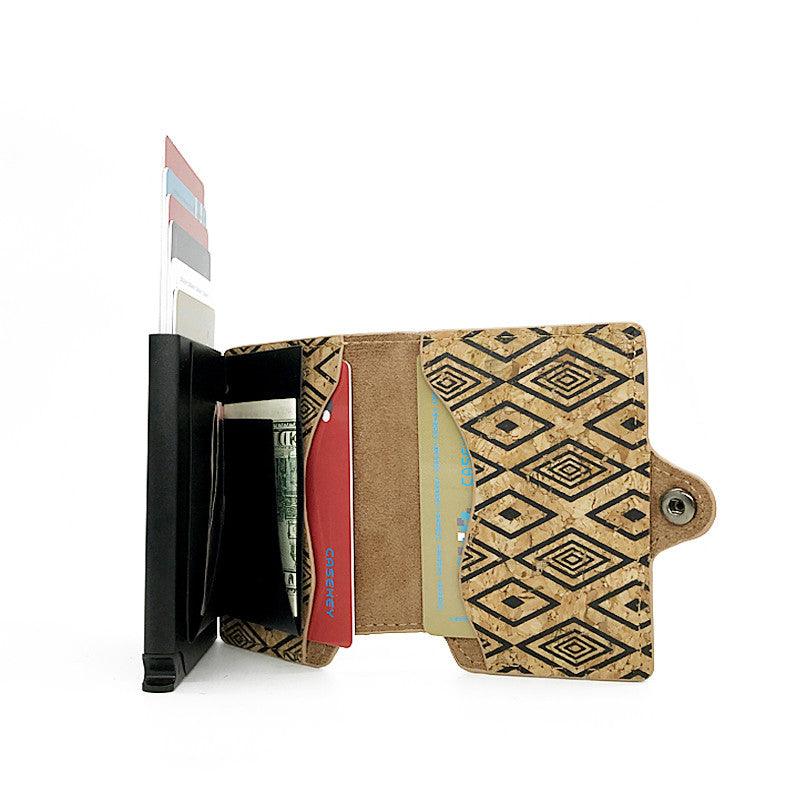 Holder Retro Anti-theft Brush Wallet Metal Card Box Buckle Wallet - Trendha