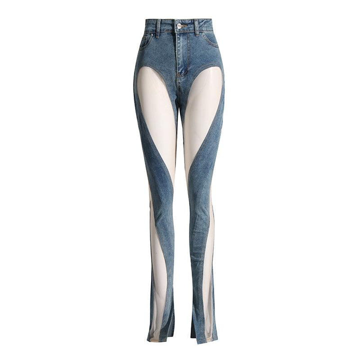 Hollow Irregular Patchwork Jeans Woman - Trendha