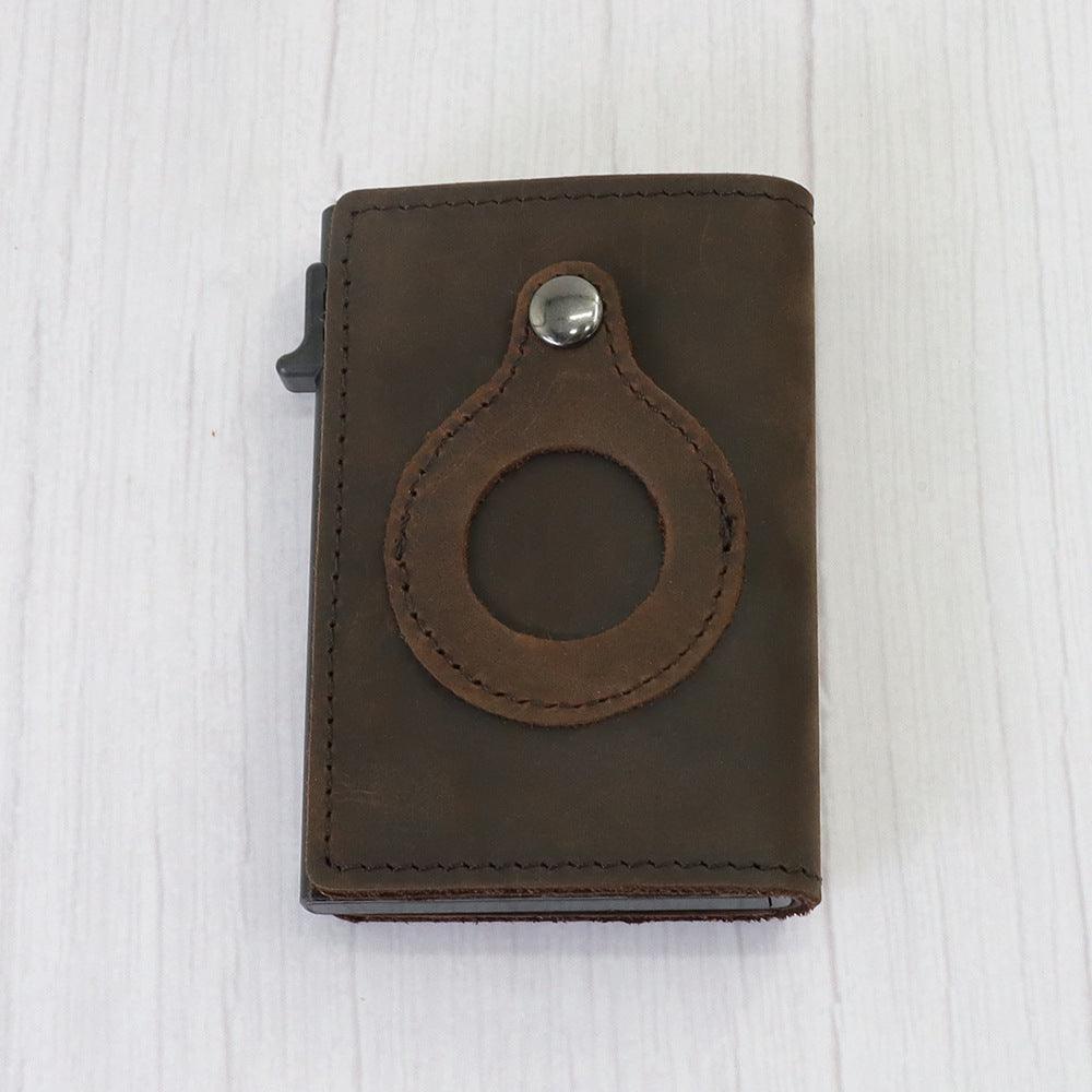 Leather Card Case Automatic Card Wallet Anti Lost - Trendha